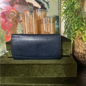Coach Navy Blue Leather Wallet